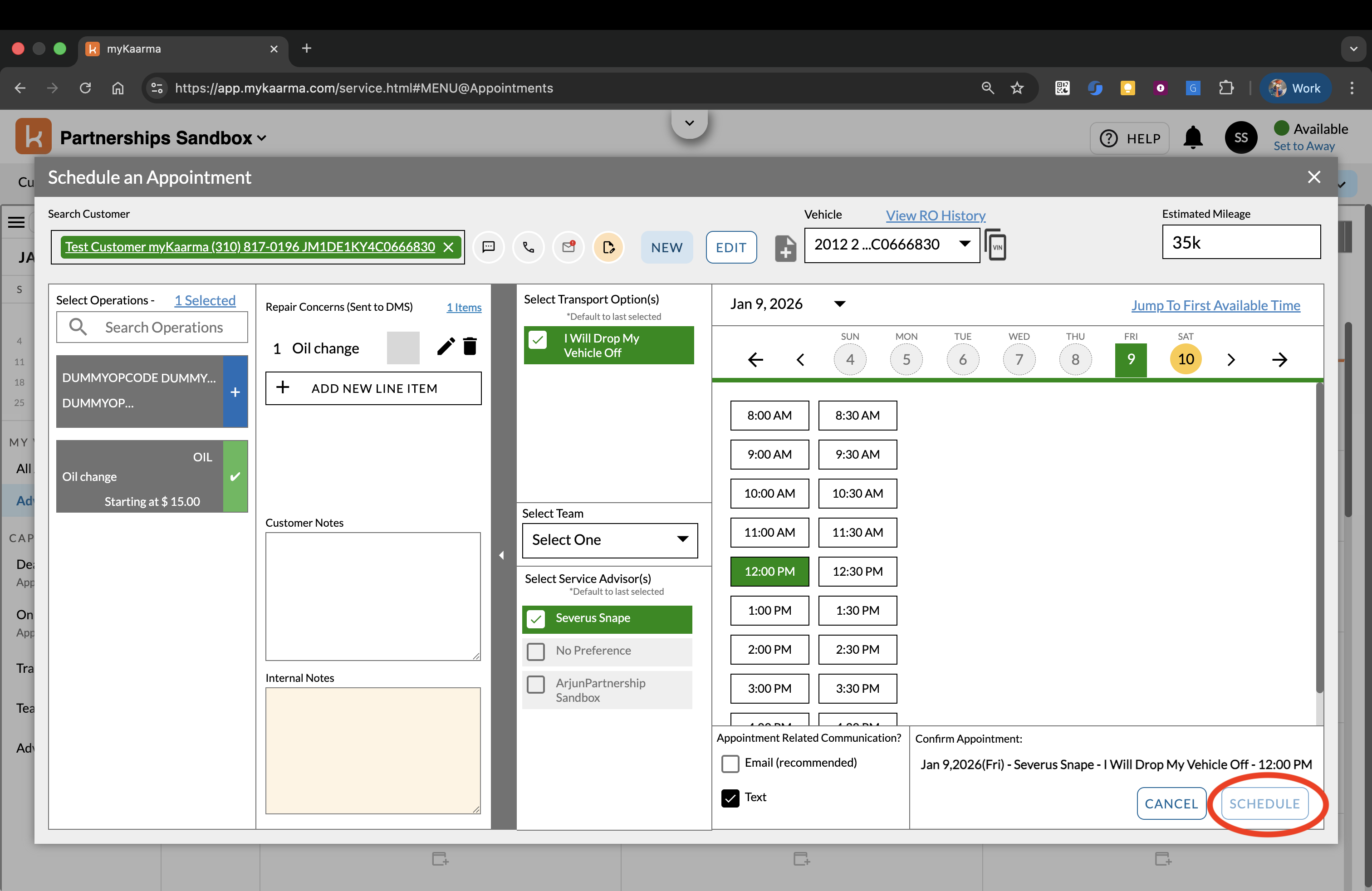 Schedule Appointment Page Schedule Button